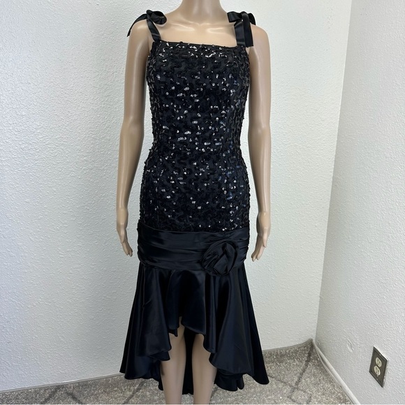 Vtg 80’s Gunne Sax Jessica M.Quintock Sequin Lace Satin party dress Whimsigoth - Picture 2 of 16